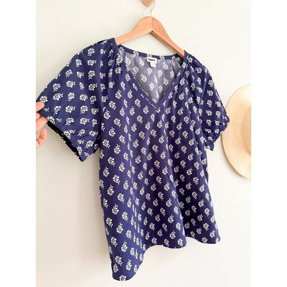 J Crew Factory | NWOT | Cotton poplin top in Riverbed Blue White | Sz M - Picture 3 of 8